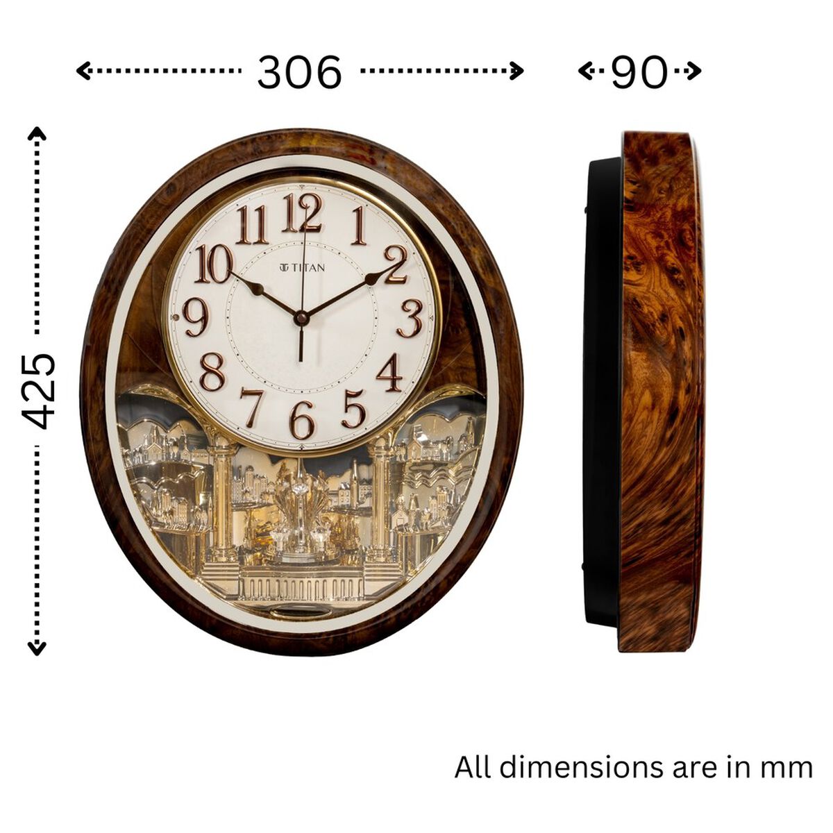 Titan Mantle - Decorative Rotating Pendulum Wall Clock With Chime 4