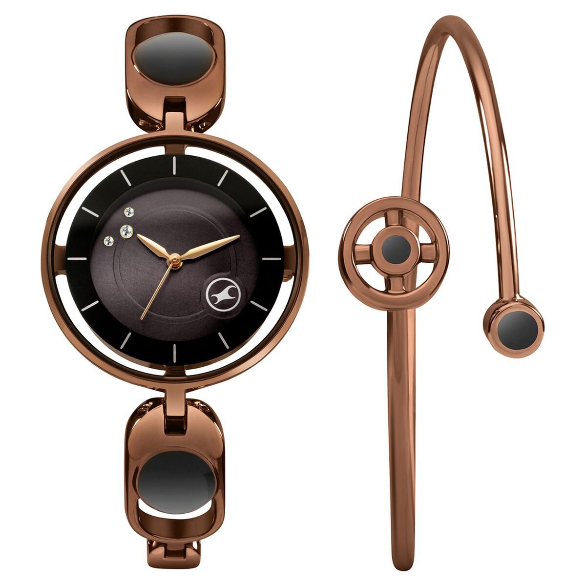 Fastrack Pulse Quartz Analog Black Dial Metal Strap Watch For Girls 1