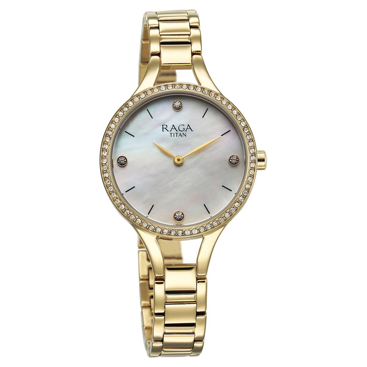 Titan Raga Showstopper Quartz Analog Mother Of Pearl Round Dial Golden Metal Strap Watch For Women 2