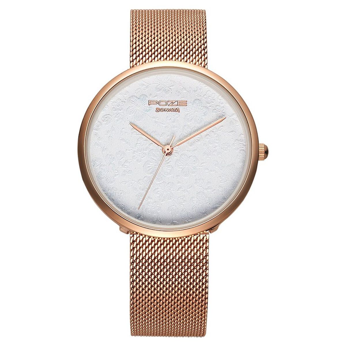 Poze by Sonata Quartz Analog White Dial Stainless Steel Strap Watch for Women 1