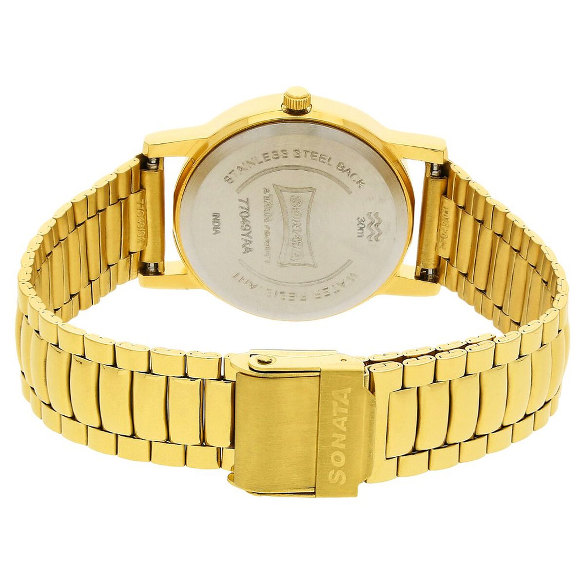 Sonata Quartz Analog Champagne Dial Stainless Steel Strap Watch for Men 4