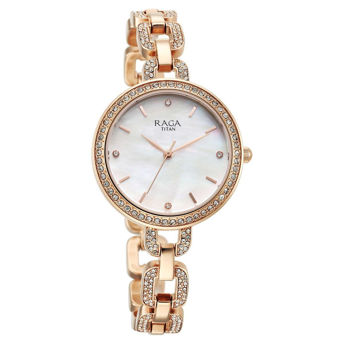 Titan Raga Showstopper Quartz Analog Mother Of Pearl Dial Rose Gold Metal Strap Watch For Women 3