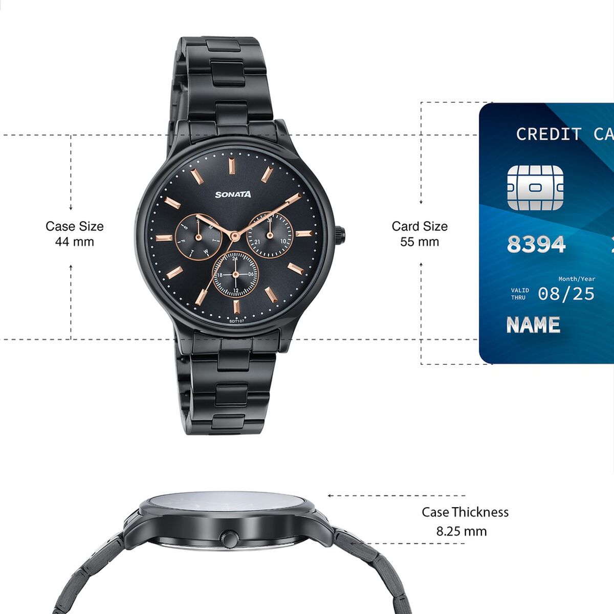 Sonata Women's Work Wear braitiful black Watch - Premium Multifunction design for everyday style 4