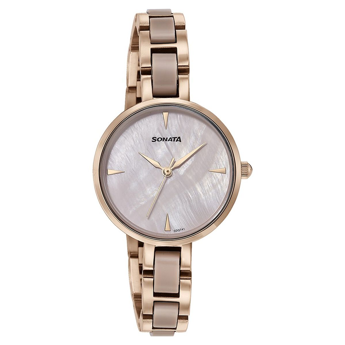 Sonata Quartz Analog Mother of Pearl Dial Two Toned Stainless Steel Strap Watch For Women 3