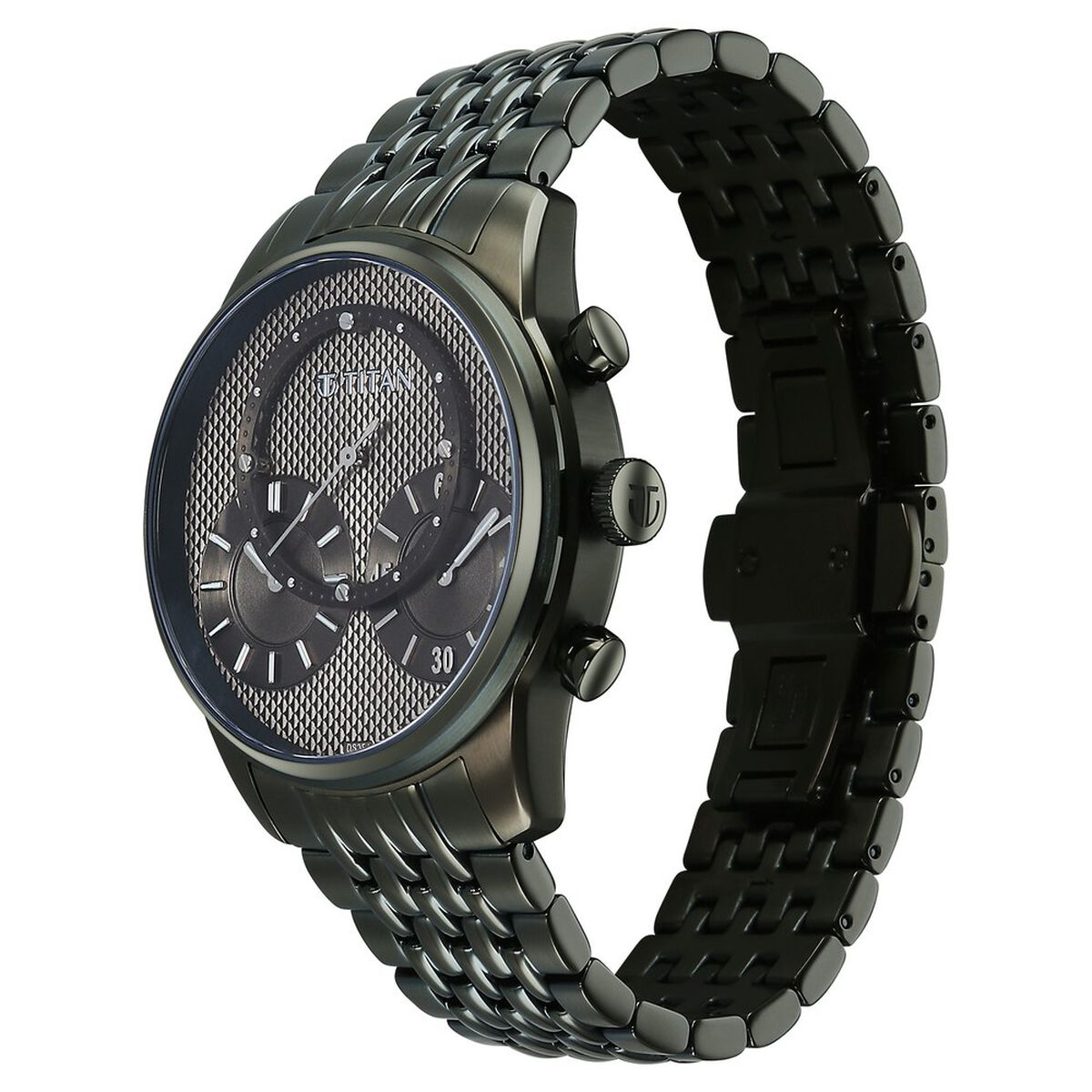 Titan Micromotors Analog with Independent Hour, Minute and 2nd Sub-Dial Olive Dial Stainless Steel Strap Watch for Men 5