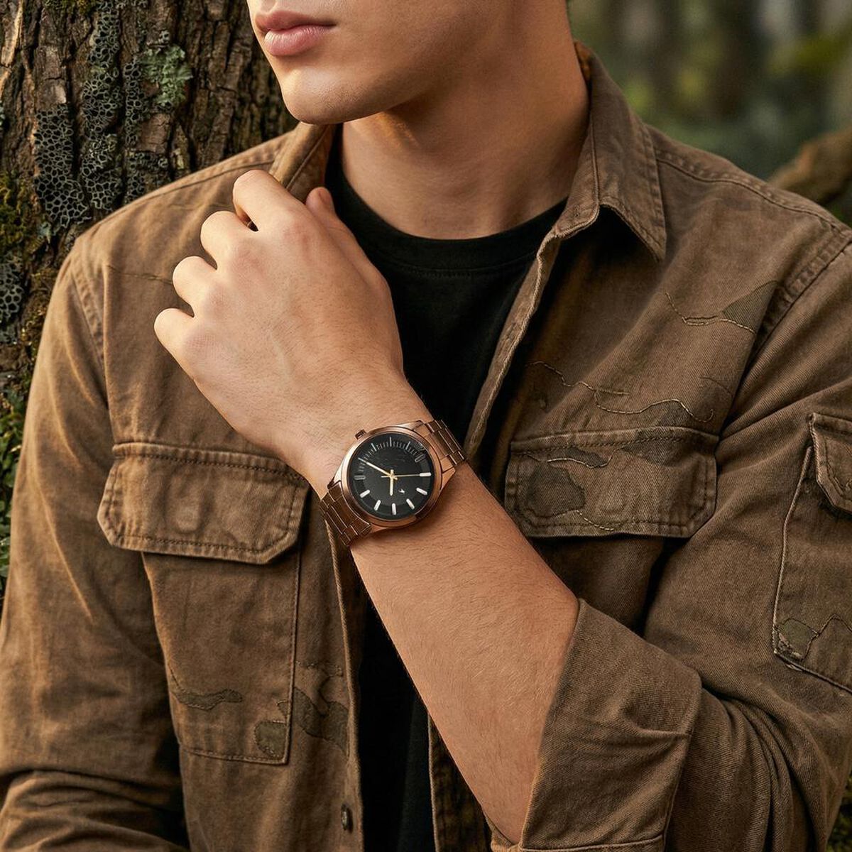 Fastrack Wild Quartz Analog Black Dial Brown Metal Strap Watch For Guys 3