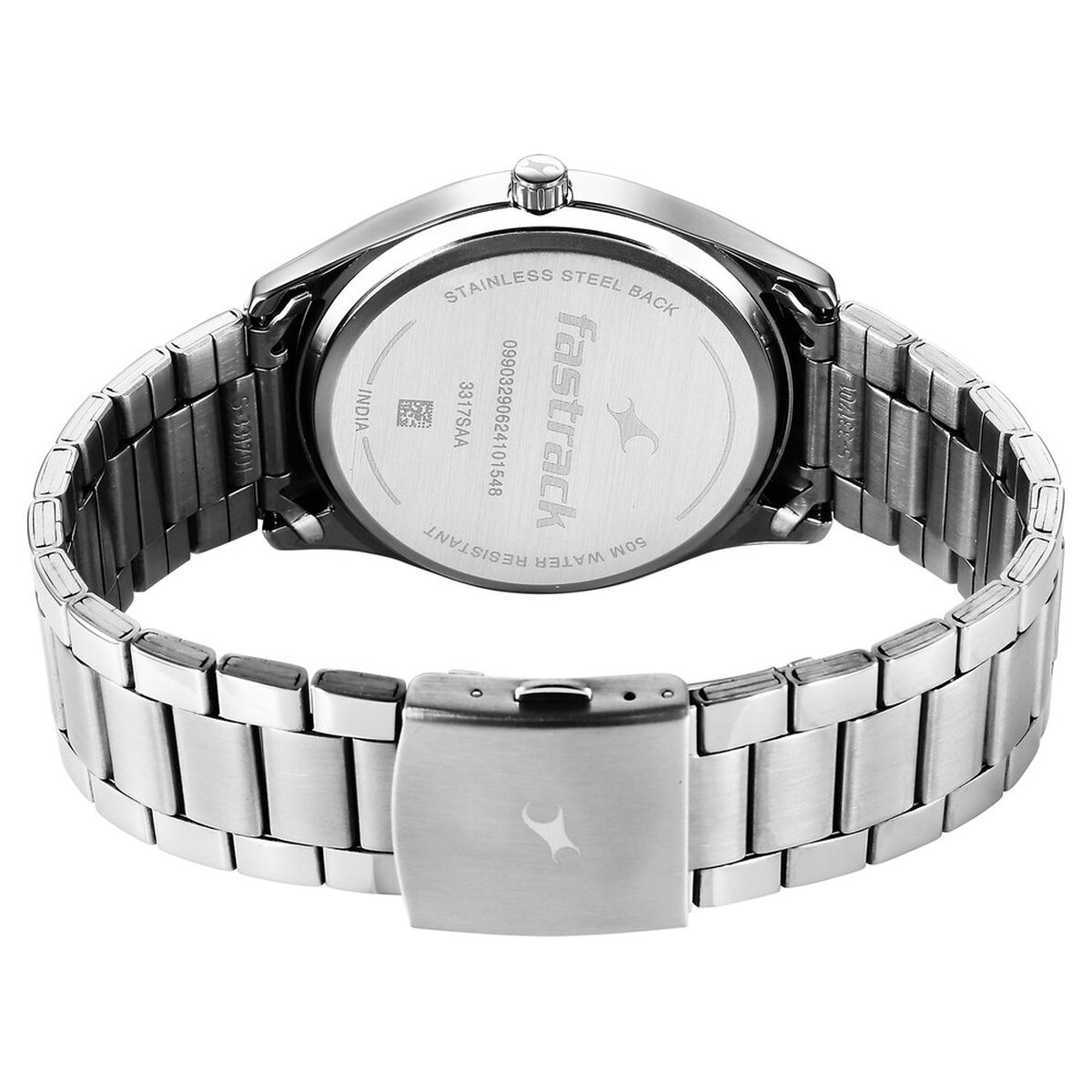 Fastrack Stunners Quartz Analog Silver Dial Silver Metal Strap Watch For Guys 5