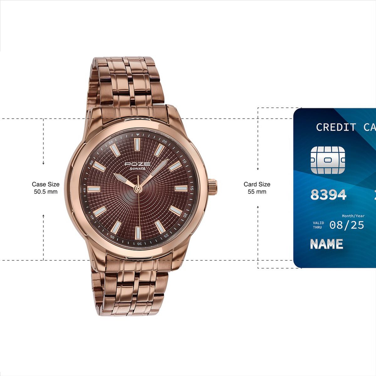 Sonata Poze Quartz Analog Brown Dial Brown Metal Strap Watch For Men 4