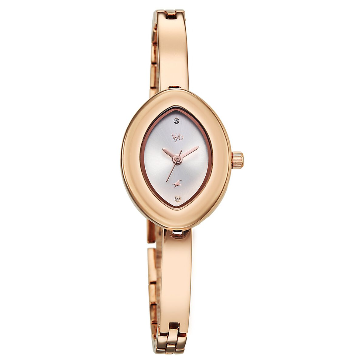 Vyb Luna By Fastrack Quartz Analog White Dial Rose Gold Metal Strap Watch For Girls 2