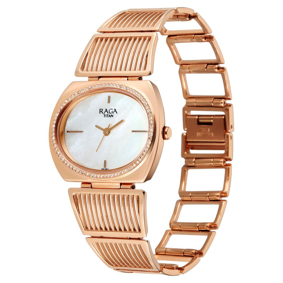 Titan Raga Ethereal Quartz Analog Mother of Pearl Dial Rose Gold Metal Strap Watch For Women 5