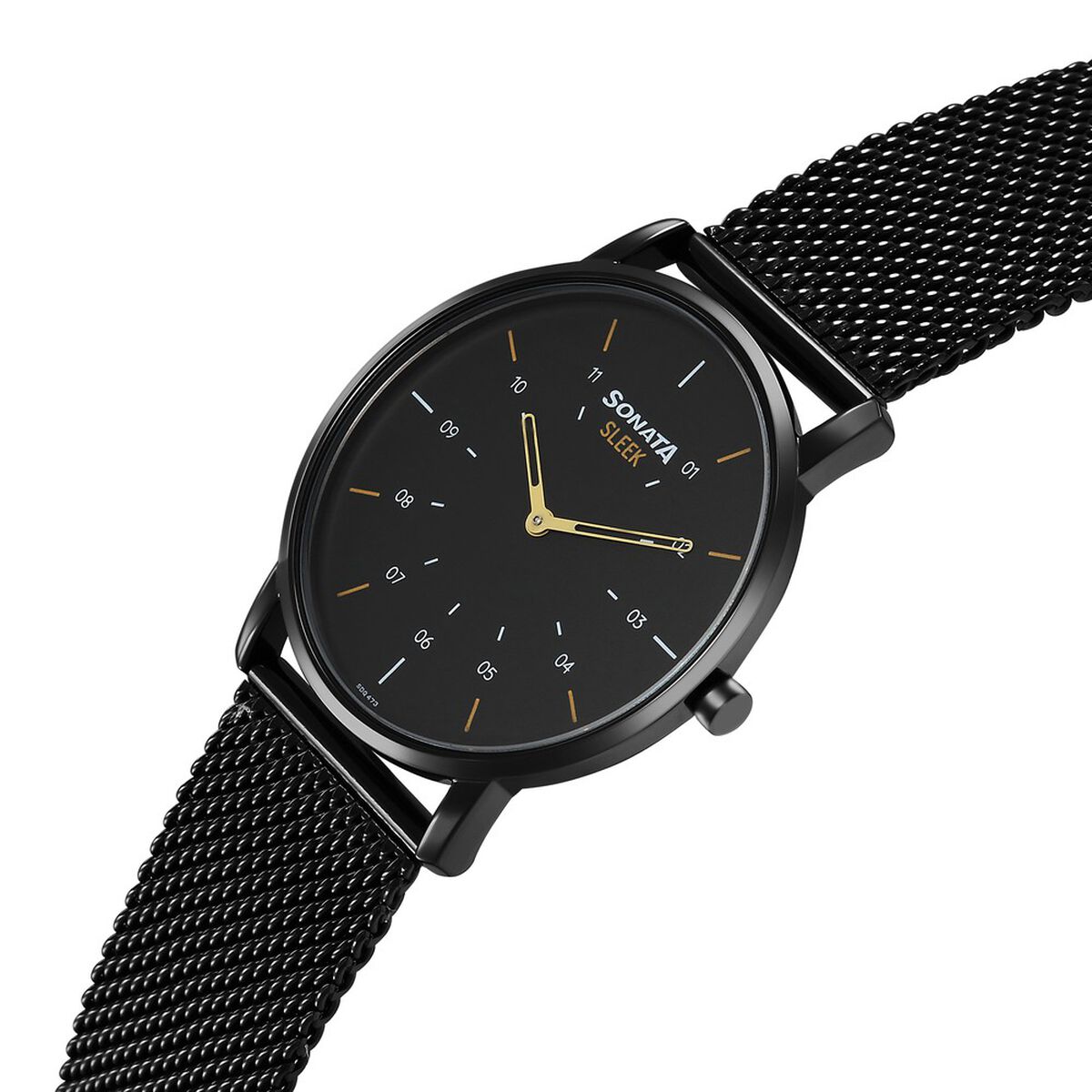 Sonata Sleek Quartz Analog Black Dial Black Stainless Steel Strap Watch For Men 2