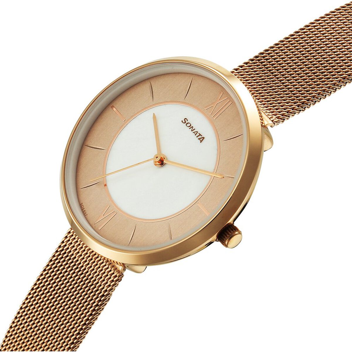 Sonata Modern Edit Quartz Analog Rose Gold Mother Of Pearl Dial Stainless Steel Strap Watch For Women 3