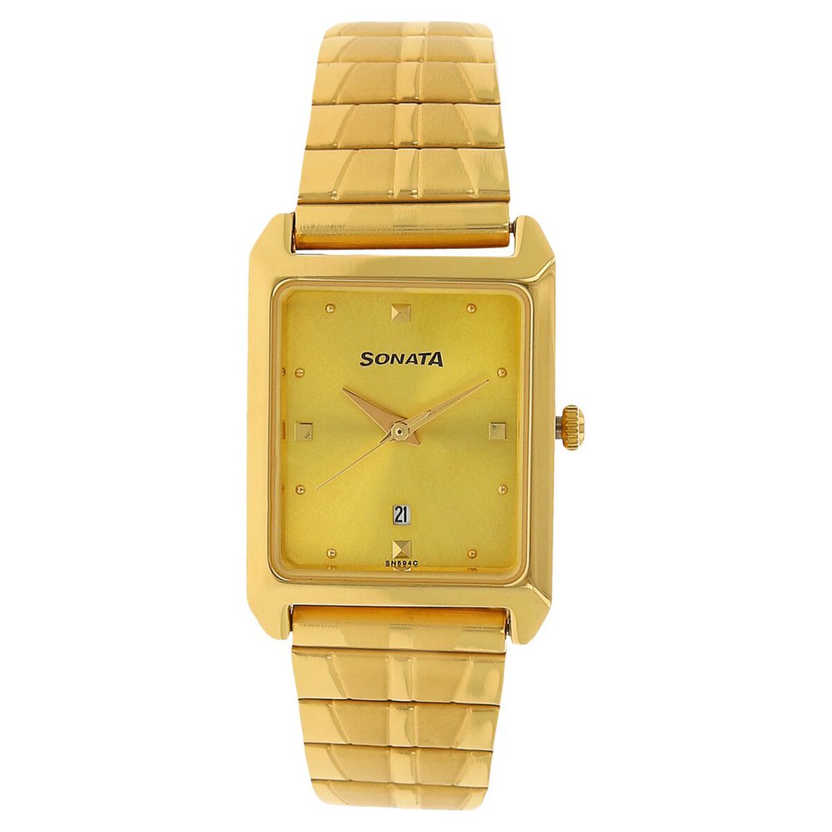 Sonata Quartz Analog Champagne Dial Stainless Steel Strap Watch for Men 1