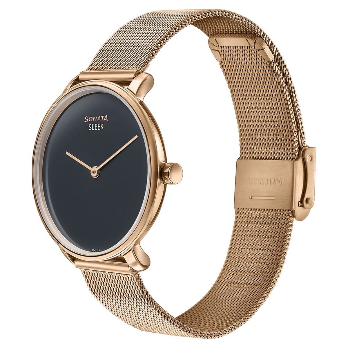 Sonata Sleek Quartz Analog Black Dial Rose Gold Stainless Steel Strap Watch for Women 3