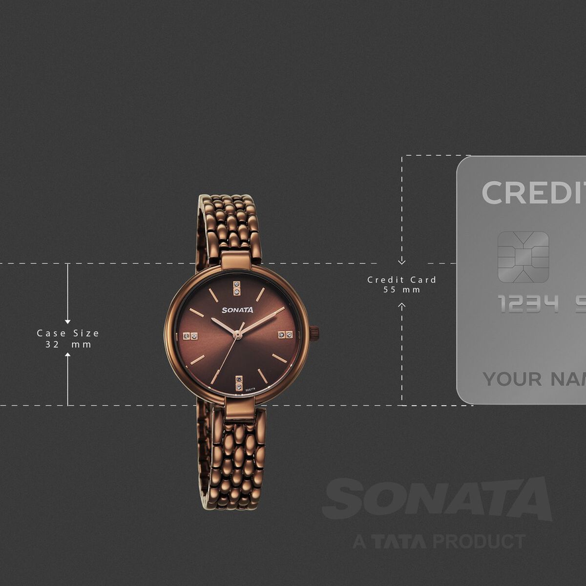 Sonata Festive Quartz Analog Brown Dial Metal Strap Watch For Women 4