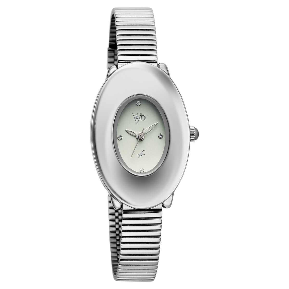 Vyb Runway By Fastrack Quartz Analog Green Dial Silver Stainless Steel Strap Watch For Girls 2