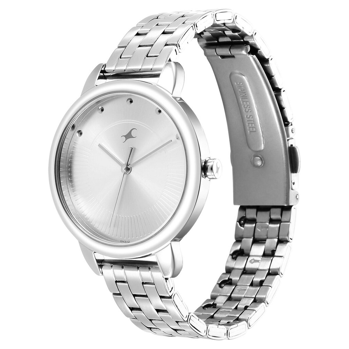 Fastrack Stunners Quartz Analog Silver Dial Metal Strap Watch for Girls 3