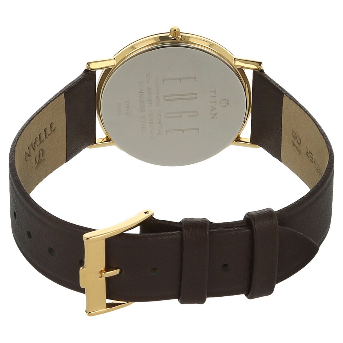 Titan Edge Quartz Analog White Dial Brown Leather Strap Watch For Men 4