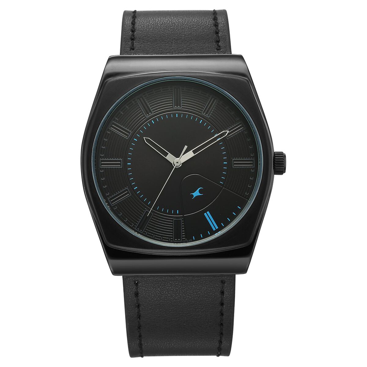 Fastrack Stunners Quartz Analog Black Dial Black Leather Strap Watch For Guys 1