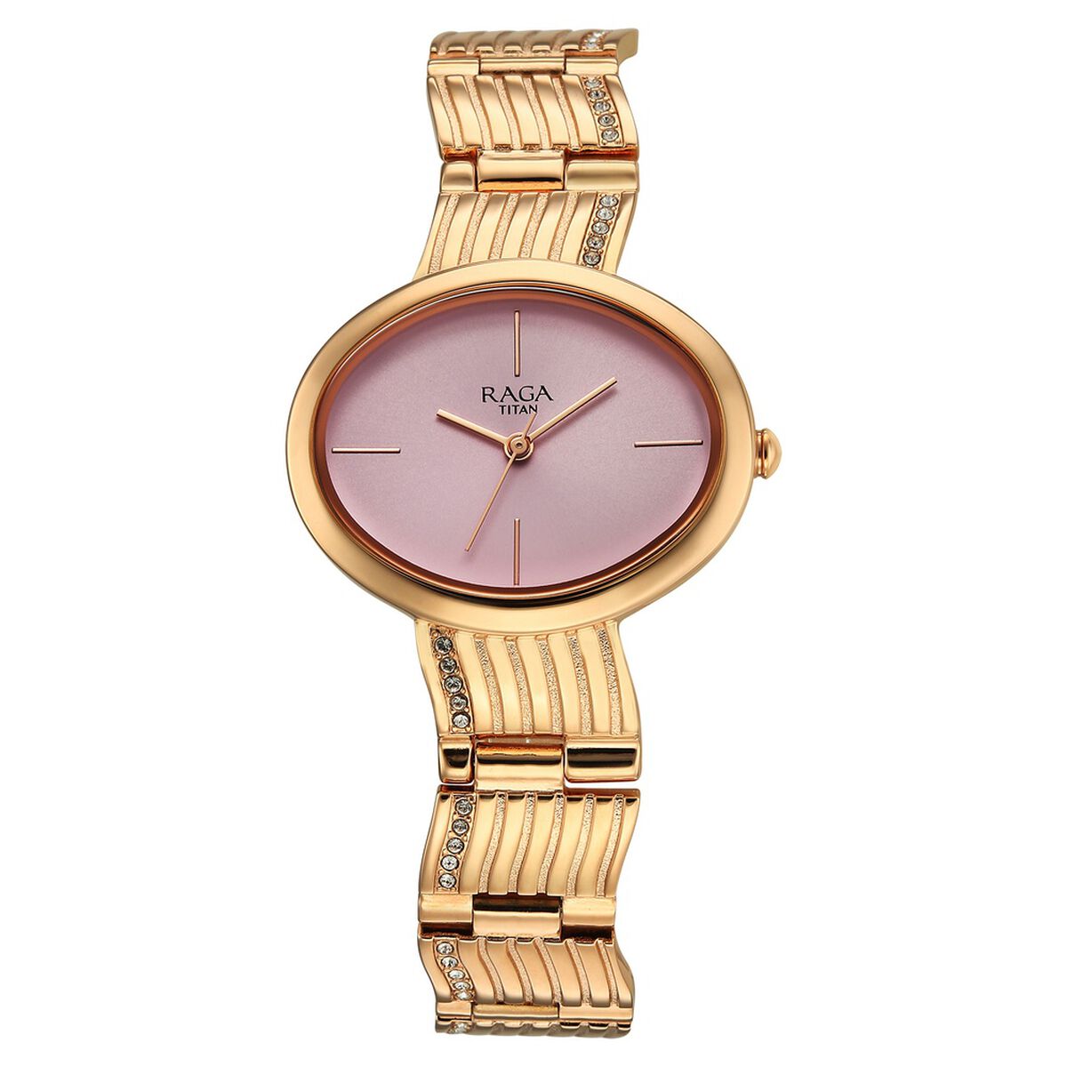 Titan Raga Glimmers Quartz Analog Pink Dial Rose Gold Metal Strap Watch For Women 2