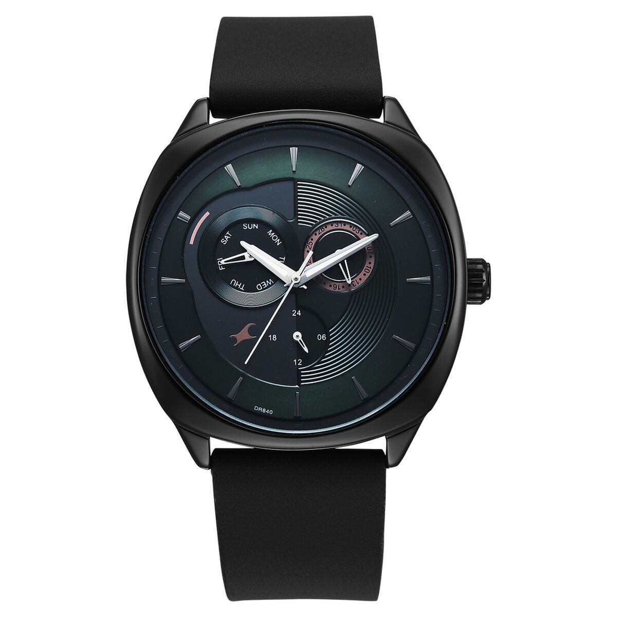 Fastrack Tick Tock Quartz Multifunction Green Dial Leather Strap Watch For Guys 1