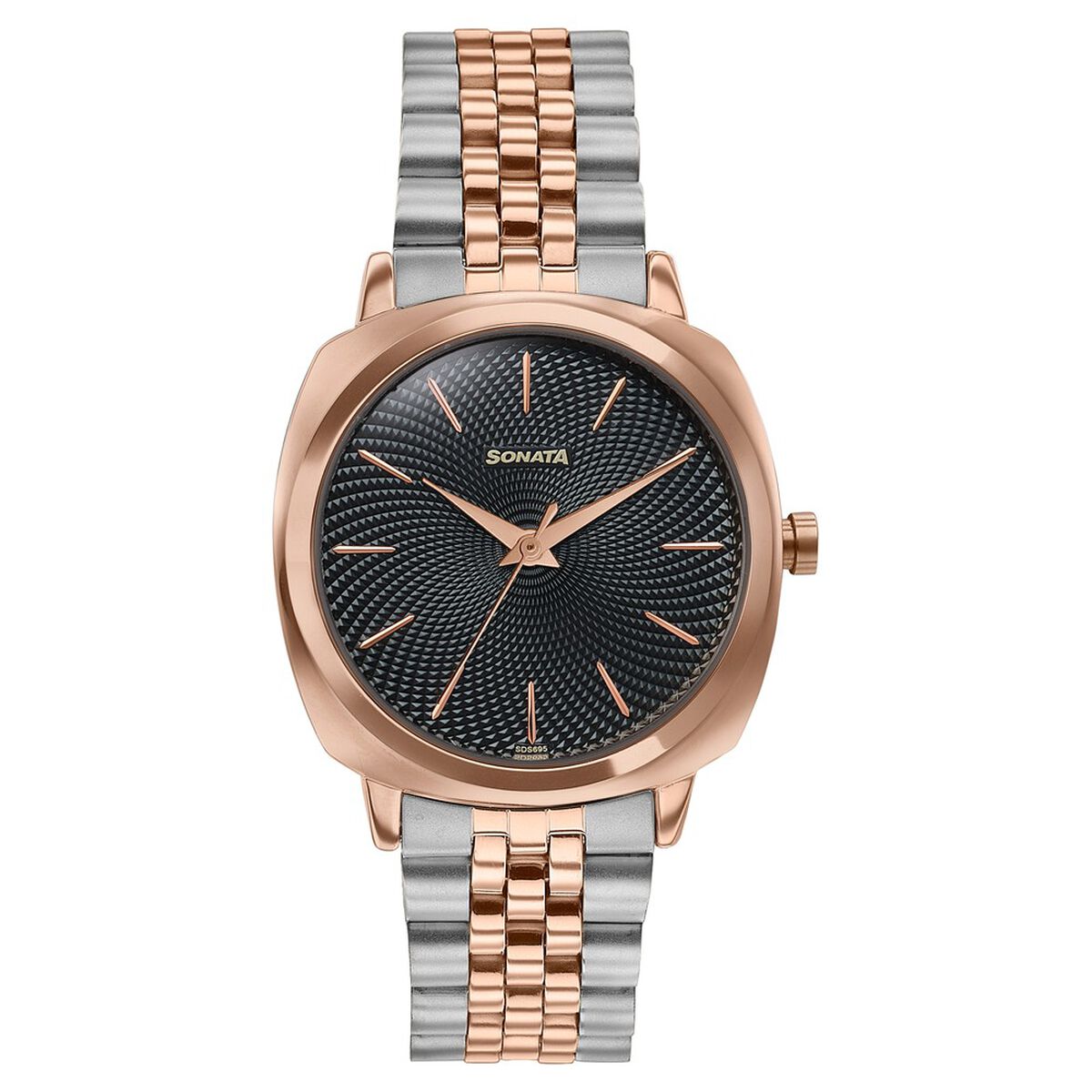 Sonata Vector Black Dial Two-Tone Bracelet Watch for Men 2