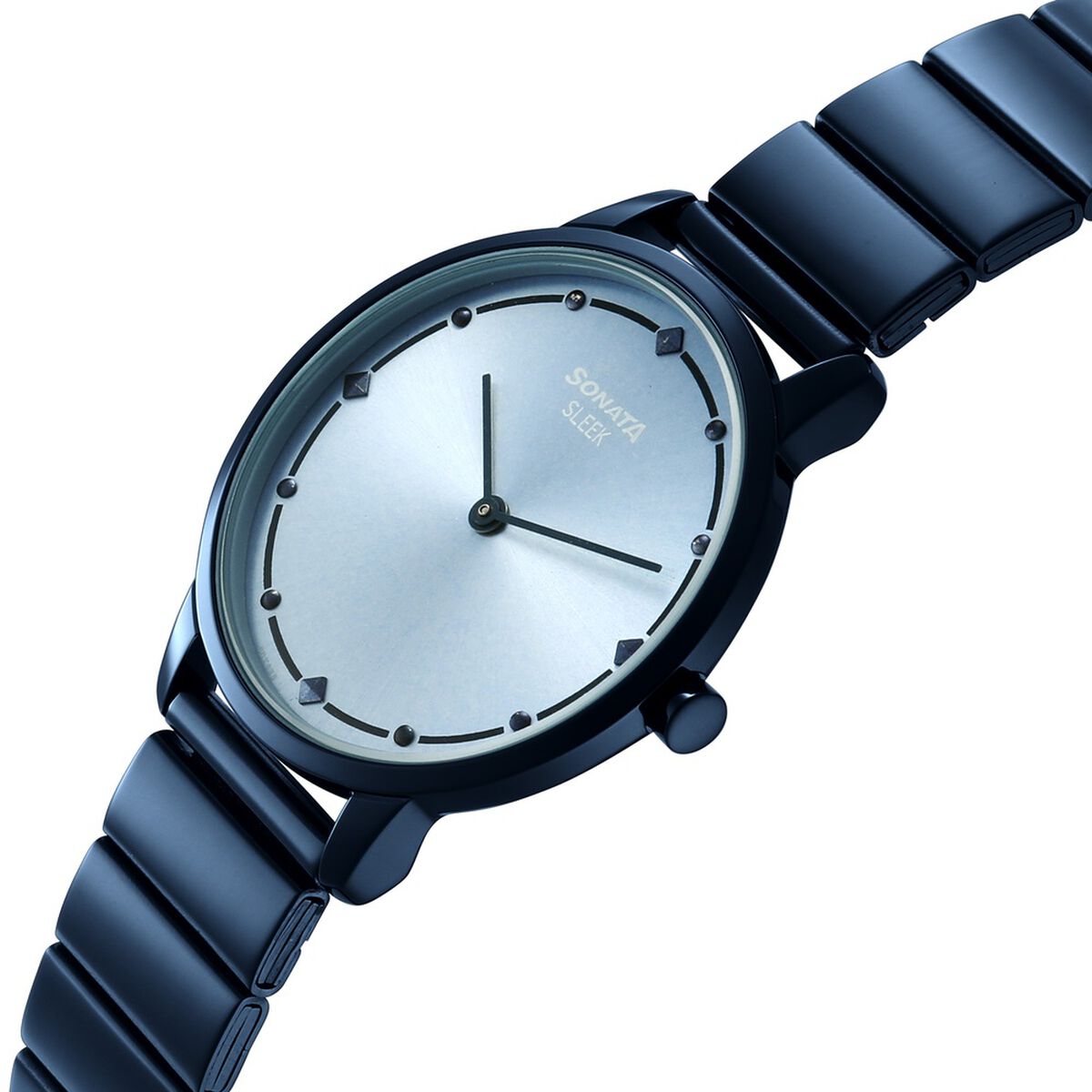 Sonata Sleek Women Ice Blue Dial Ultra-Slim Navy Bracelet Watch 2