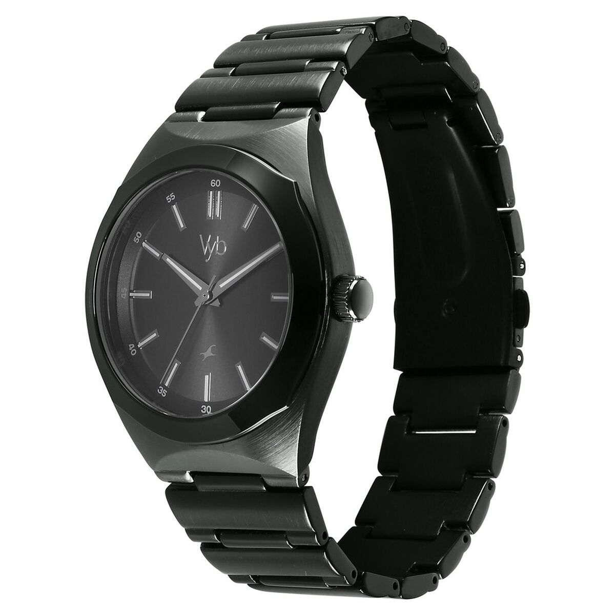 Vyb Arcane By Fastrack Quartz Analog Black Dial Metal Strap Watch For Guys 4