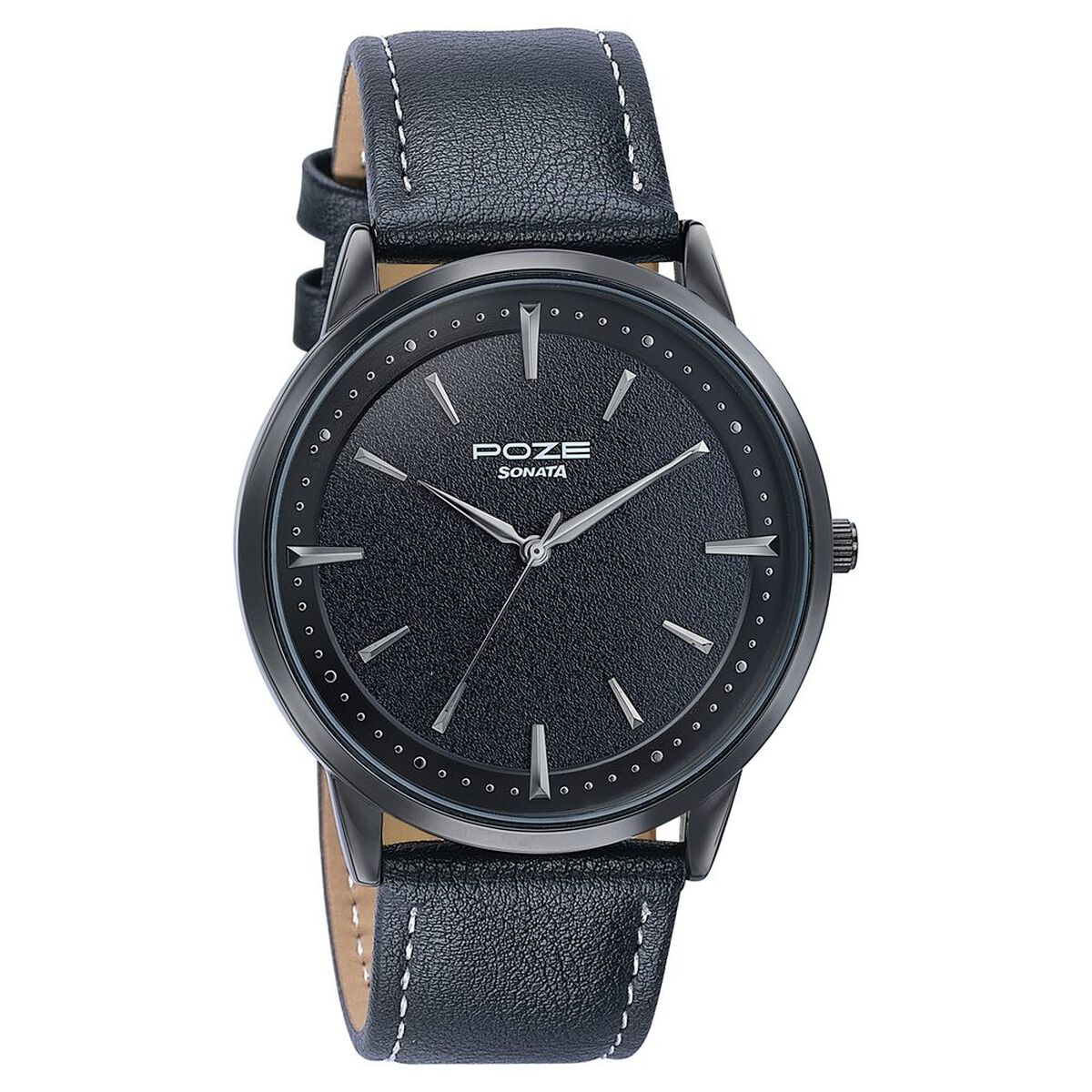 Sonata Poze Quartz Analog Black Dial Leather Strap Watch For Men 3