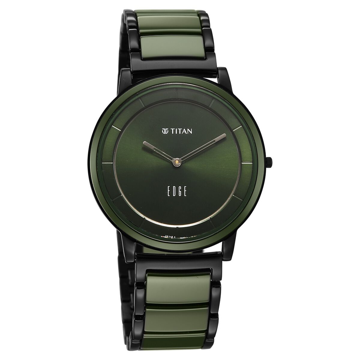 Titan Edge Melange Slim Steel & Ceramic Strap Green Dial Analog Watch For Men 2