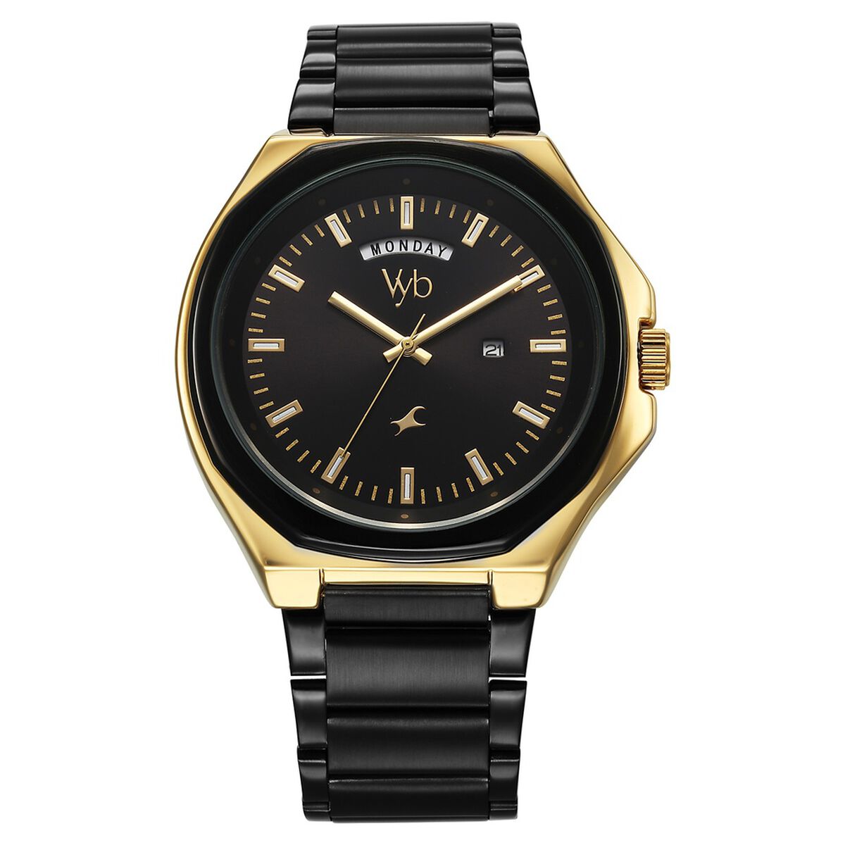 Vyb Orion By Fastrack Quartz Analog Black Dial Metal Strap Watch For Guys 2