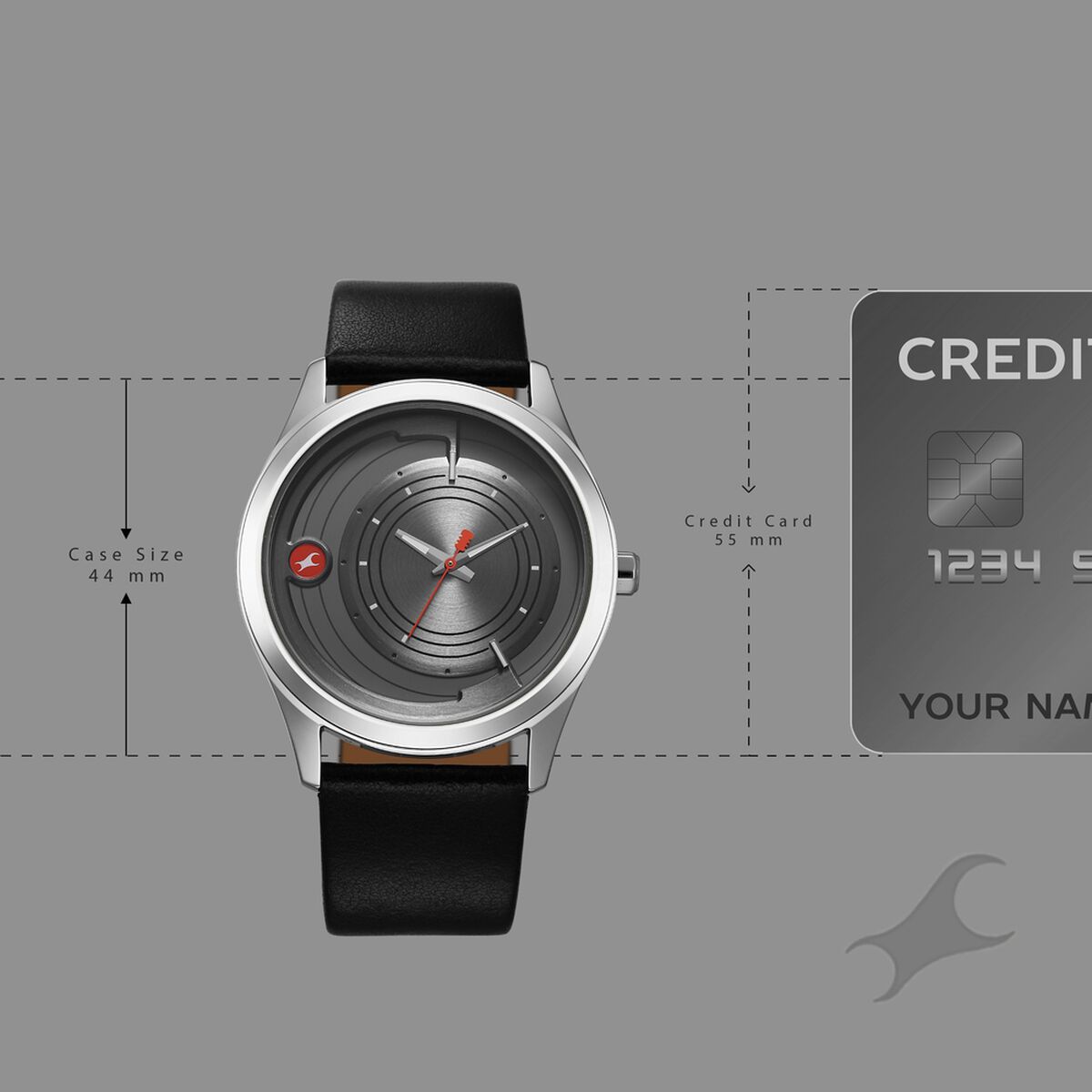 Fastrack Groove Quartz Analog Grey Dial Black Leather Strap Watch For Guys 4