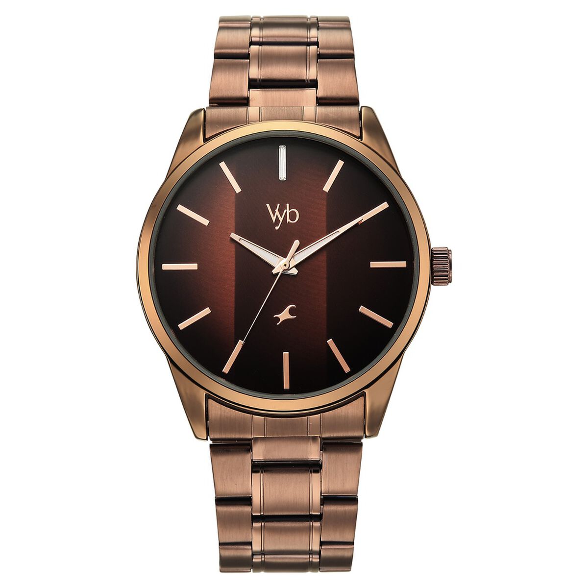 Vyb Drift By Fastrack Quartz Analog Brown Dial Brown Stainless Steel Strap Watch For Guys 1