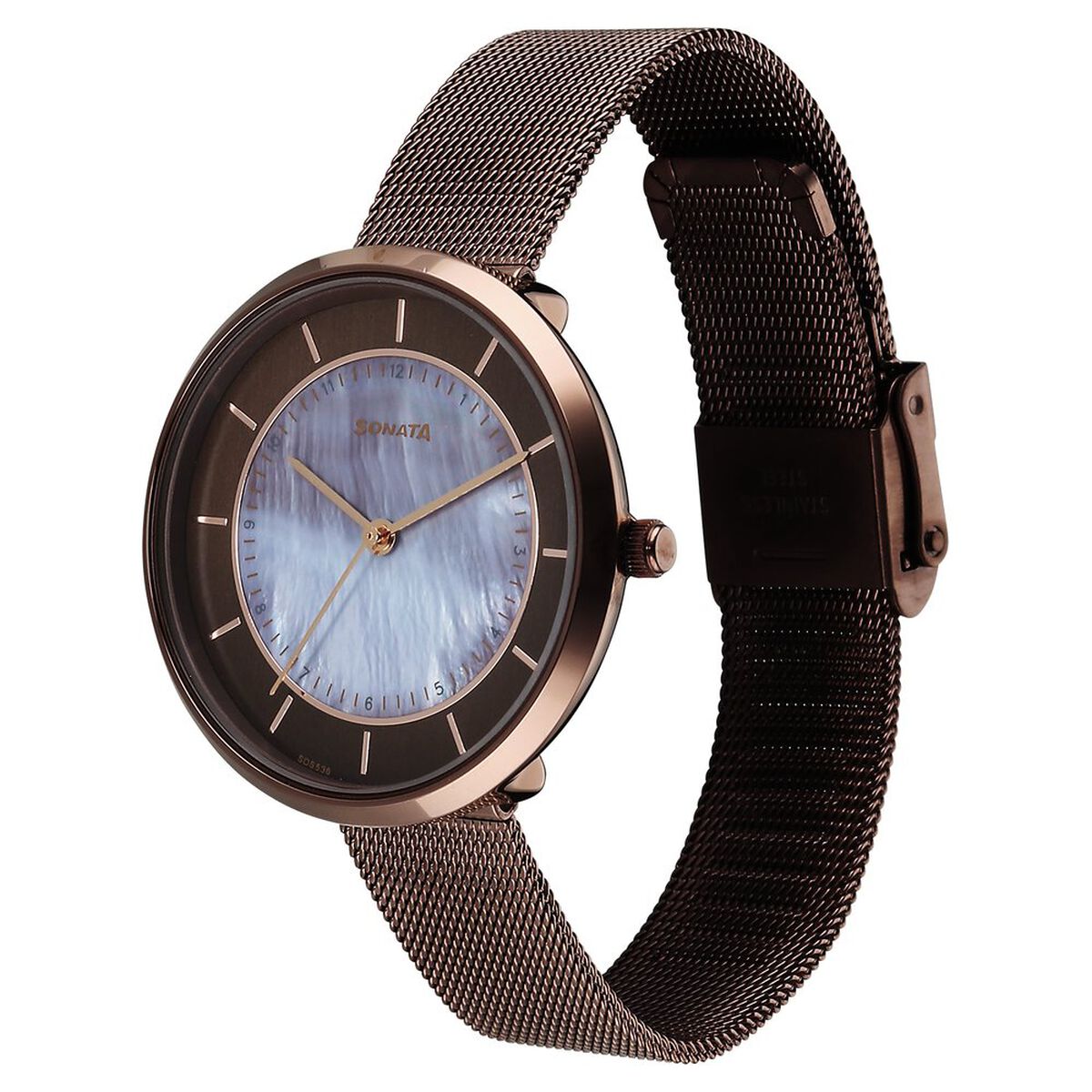 Sonata Modern Edit Quartz Analog Brown Dial Stainless Steel Strap Watch For Women 2