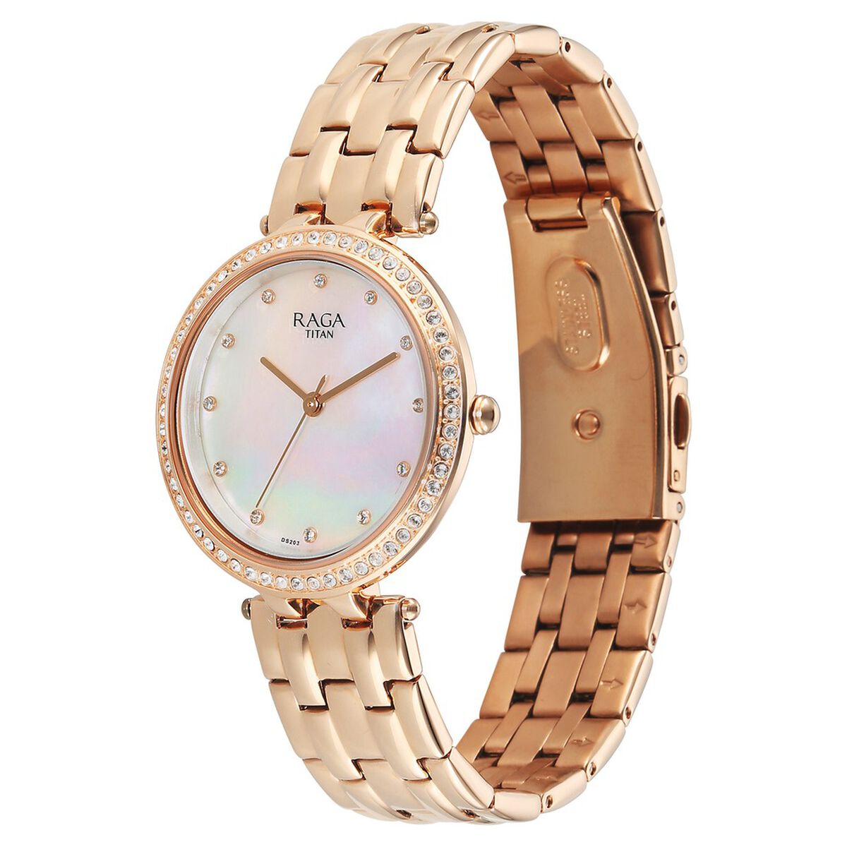 Titan Raga DEC Blaze Quartz Analog Mother of Pearl Dial Rose Gold Metal Strap Watch For Women 3