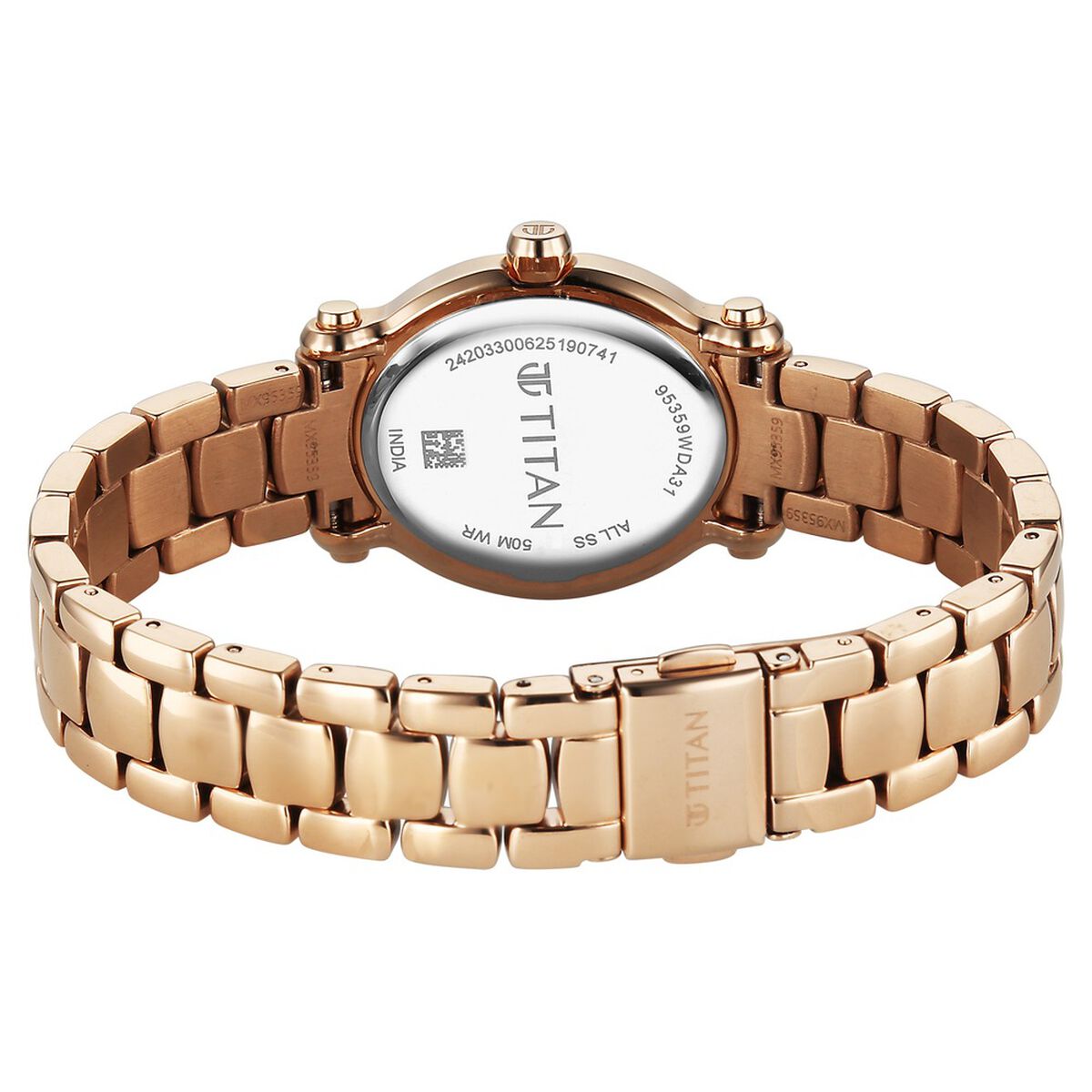 Titan Purple Glamour Quartz Analog Silver Dial Rose Gold Stainless Steel Strap Watch For Women 5