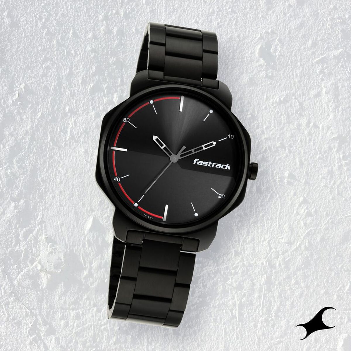 Fastrack Stunners Quartz Analog Black Dial Metal Strap Watch for Guys 1