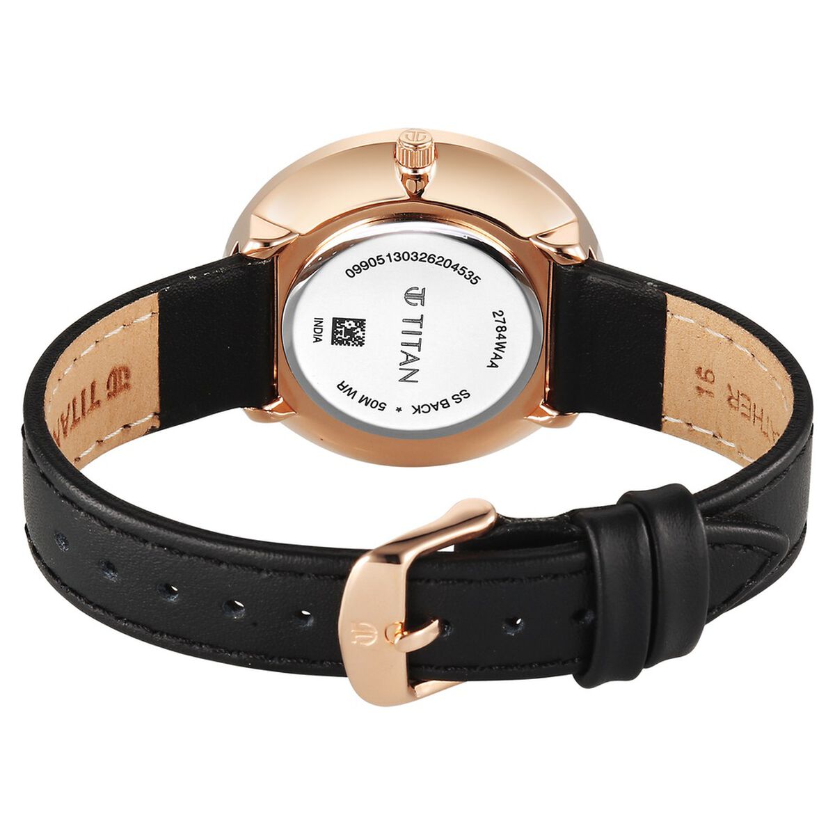 Titan Neo Quartz Analog Black Dial Black Leather Strap Watch For Women 5