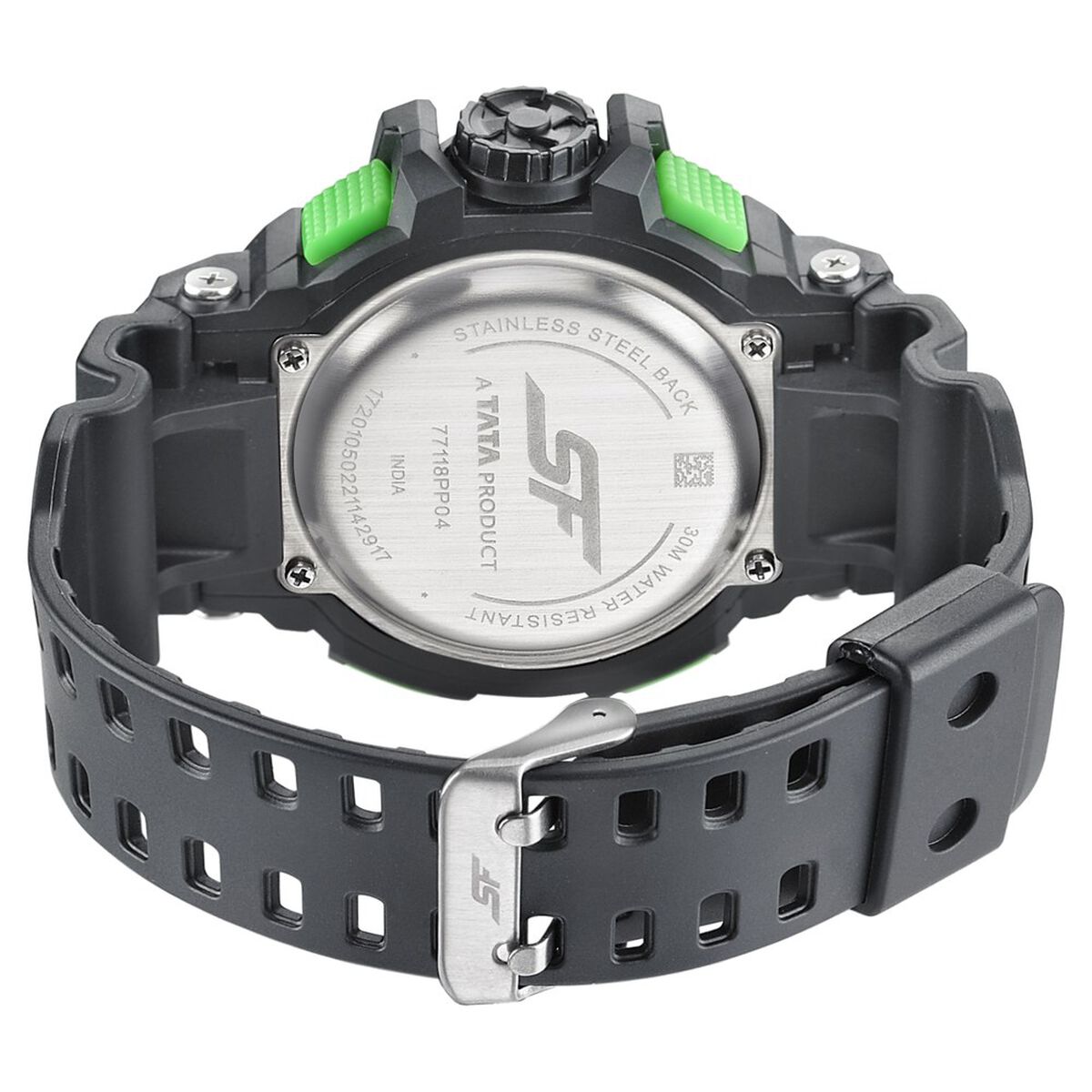SF Quartz Analog Digital Black Dial PU Strap Watch for Men 4
