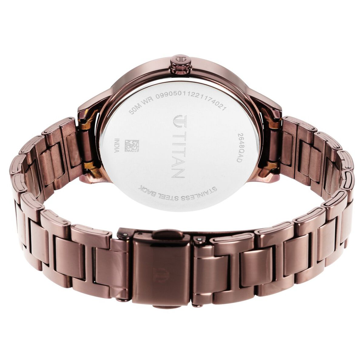 Titan Purple Glam It Up Quartz Analog Brown Dial Brown Stainless Steel Strap Watch For Women 5