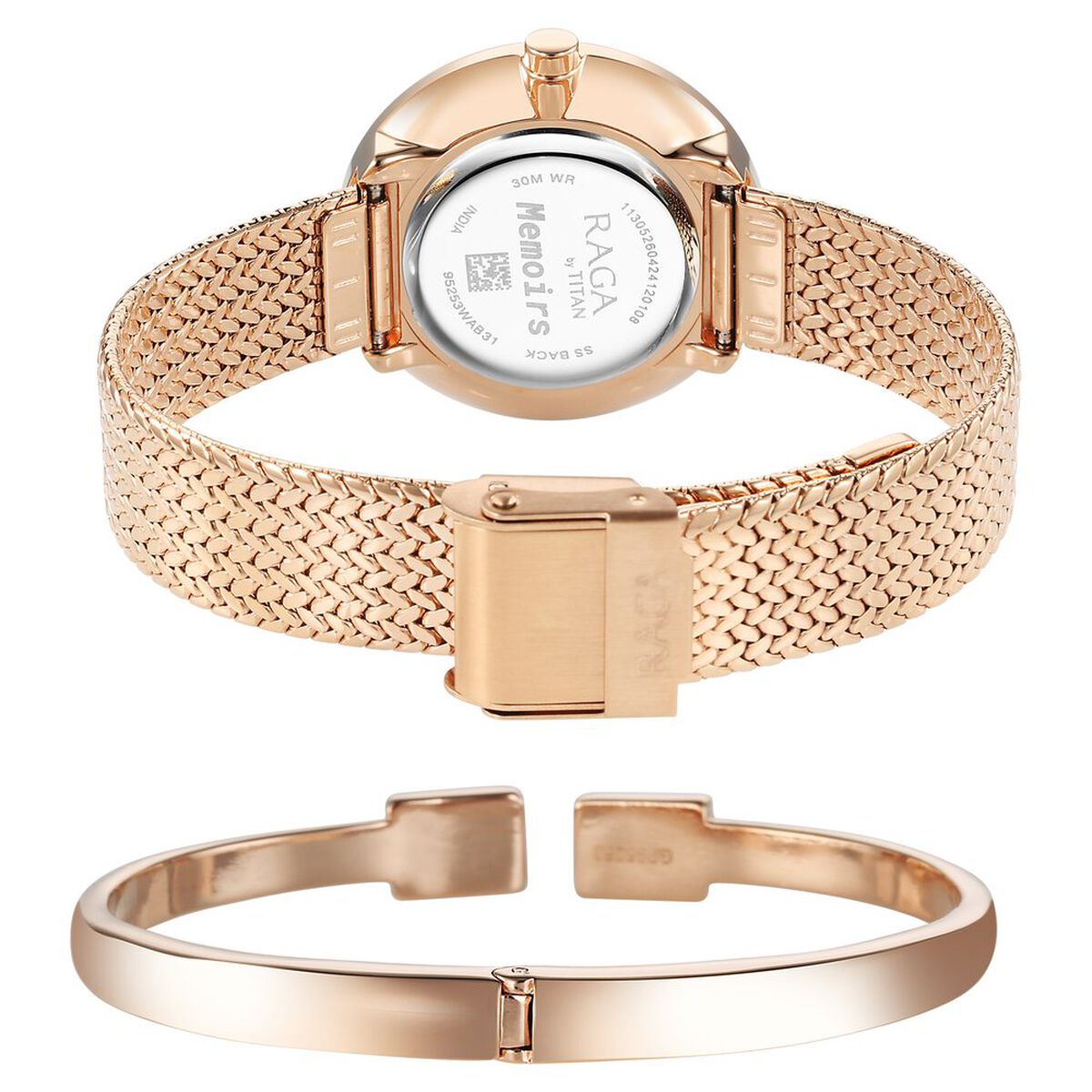 Titan Raga Memoirs Quartz Analog Mother Of Pearl Round Dial Rose Gold Metal Strap Watch For Women 5