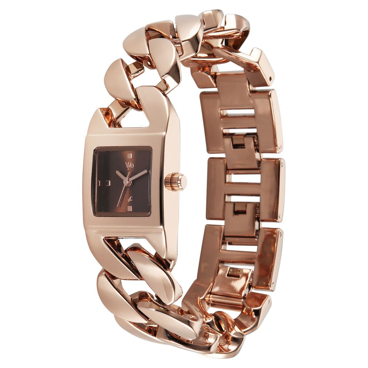 Vyb Runway By Fastrack Quartz Analog Brown Dial Rose Gold Metal Strap Watch For Girls 3
