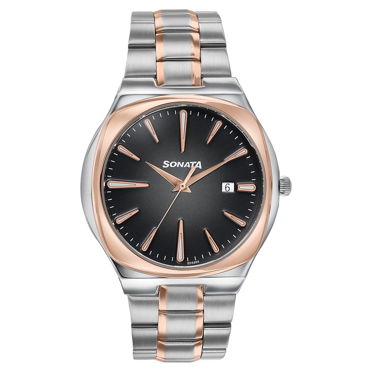 Sonata Festive Quartz Analog Black Dial Two Toned Metal Strap Watch For Men 1