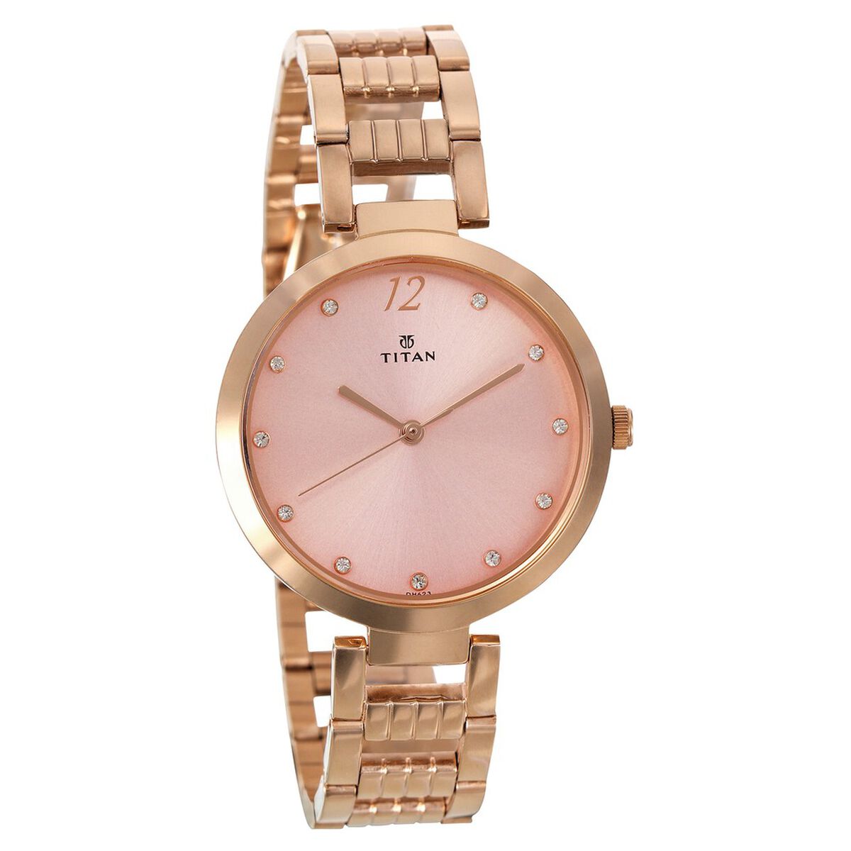 Titan Purple Sparkle Quartz Analog Pink Dial Rose Gold Stainless Steel Strap Watch For Women 2