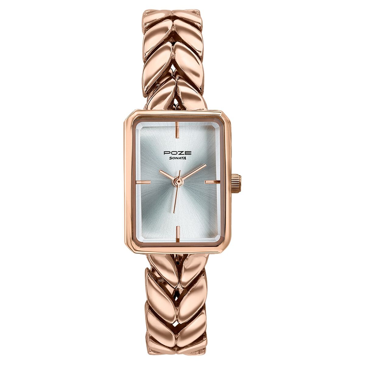 Poze By Sonata Quartz Analog Silver Dial Rose Gold Metal Strap Watch For Women 2