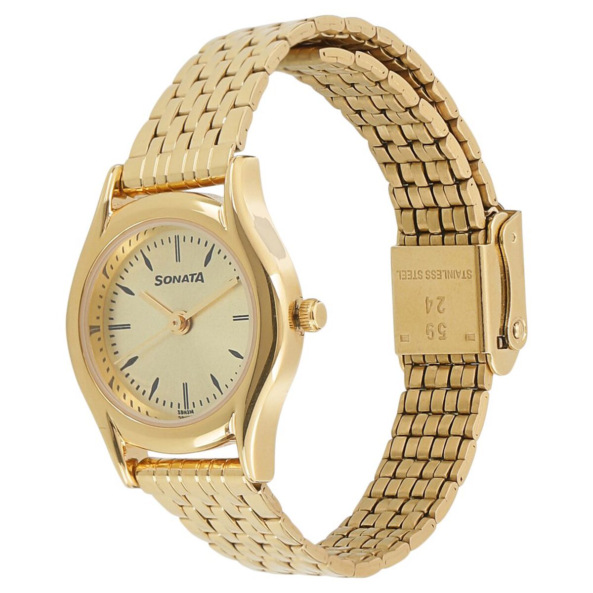 Sonata Essentials Champagne Dial Women Watch With Stainless Steel Strap 2