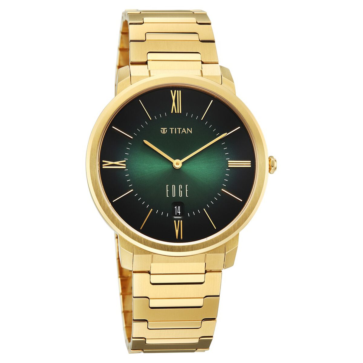 Edge Meister Quartz Analog with Date Green Dial Golden Stainless Steel Strap Watch For Men 2