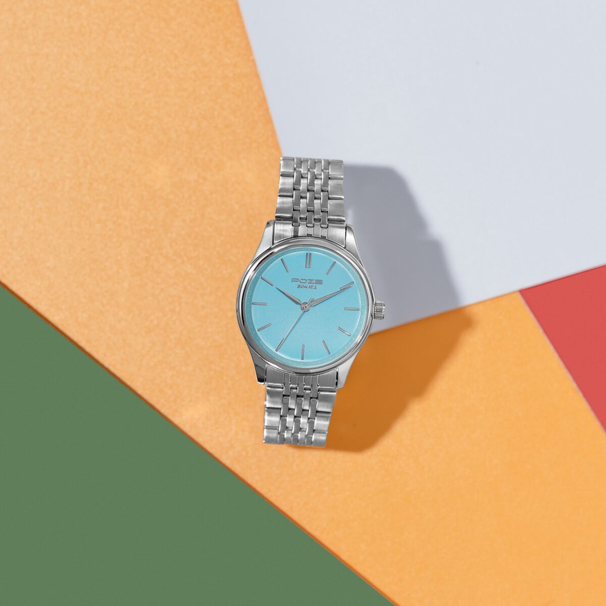 Sonata Poze Quartz Analog Blue Dial Silver Colour Stainless Steel Strap Watch For Men 1