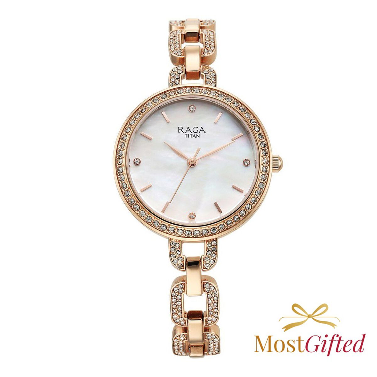 Titan Raga Showstopper Quartz Analog Mother Of Pearl Dial Rose Gold Metal Strap Watch For Women 1