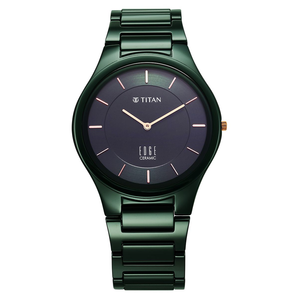 Titan Edge Ceramic Quartz in Glossy Green Dial Watch for Men 1